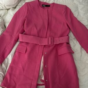 Zara pink belted blazer